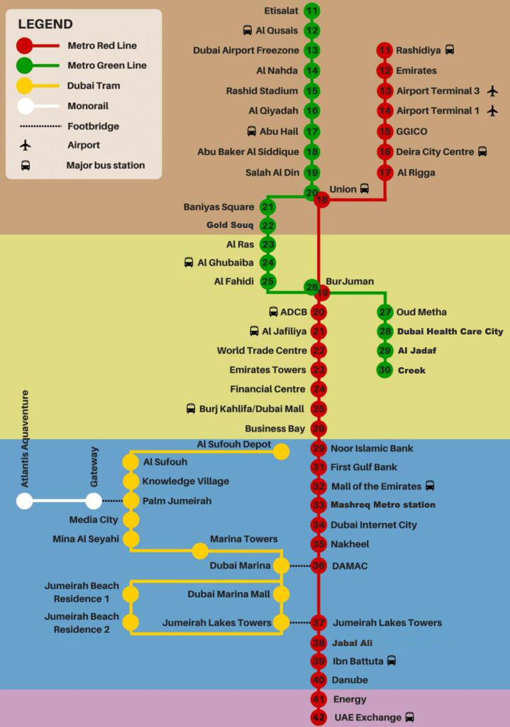 Dubai Metro Green Line Map 2 
