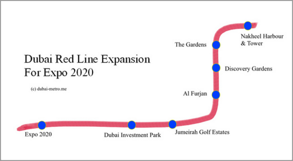 Duabi Metro Expo 2020 Map Extension