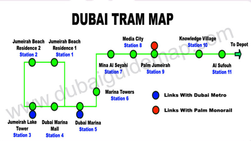 Dubai Tram - Route Map, Fares, Timings, Stations & More...