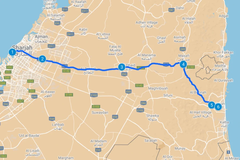 Sharjah To Fujairah Bus Timings