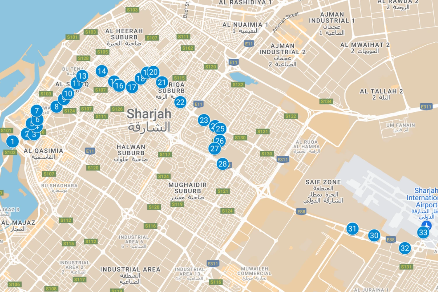 Al Jubail Bus Station To Sharjah Airport 🕐 Bus 99 Timings