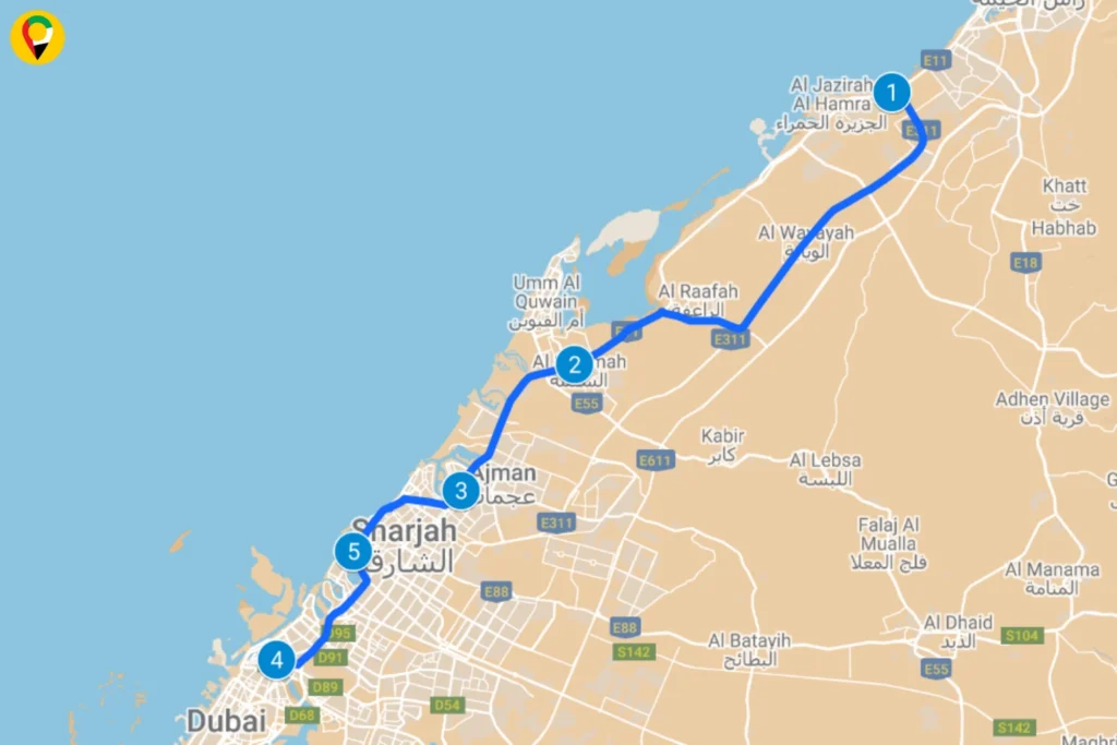 Ras Al Khaimah To Dubai Bus Route