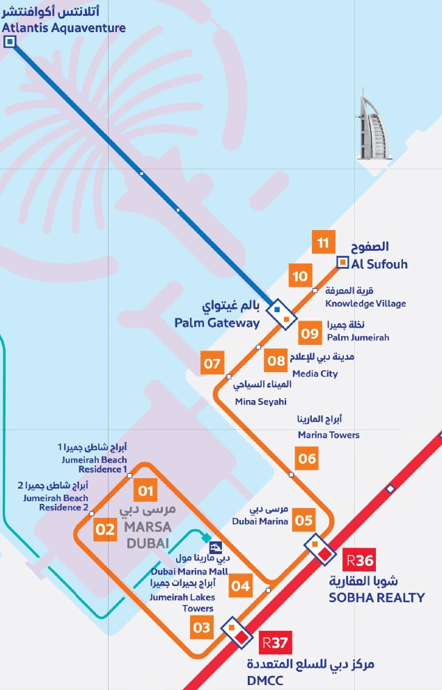 Dubai Tram Map